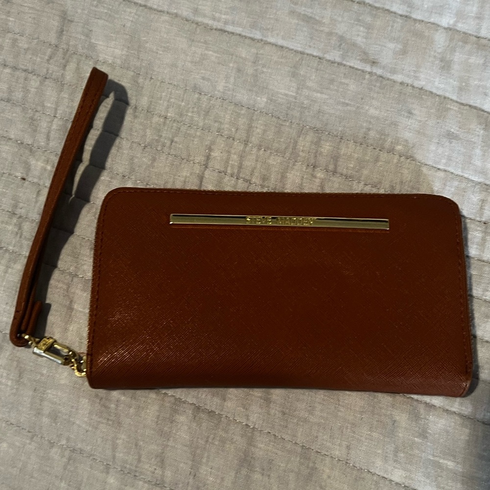 Steve Madden Brown Wristlet with Gold Accent